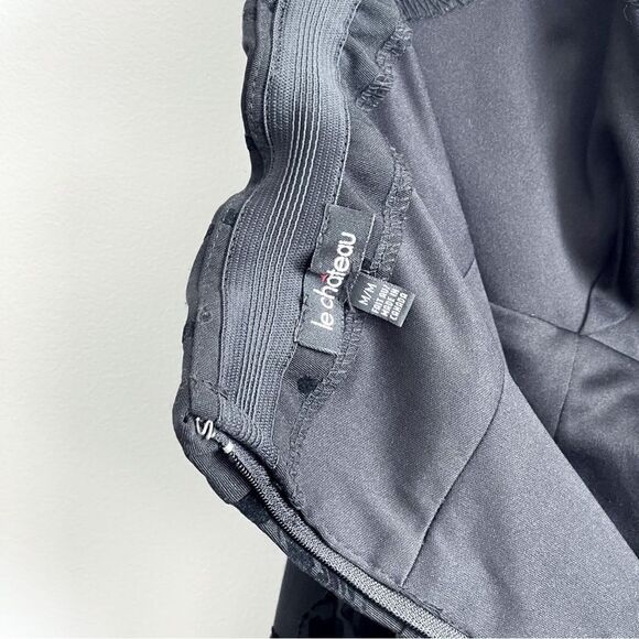 Le Château Halter Party Dress Black Floral Flocking Net Crinoline Women's M - Picture 7 of 11